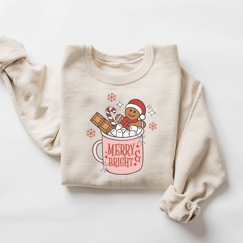 Retro Gingerbread Christmas Sweatshirt Christmas Coffee Sweatshirt